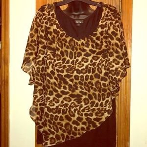 Women’s Leopard print top - over Black tank